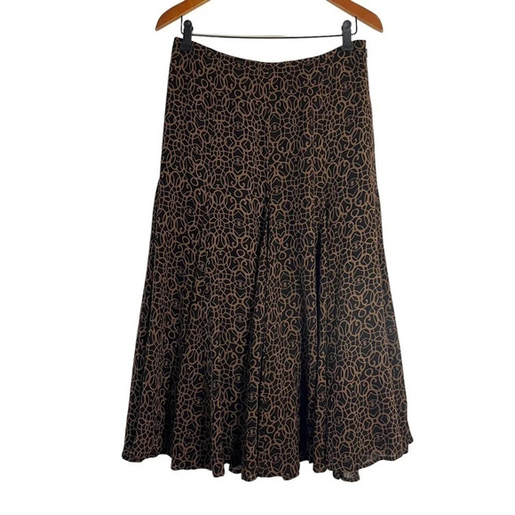 Jones New York Wool Blend Skirt Size 8 Chocolate Brown Tan Swirl Pattern A Line - Picture 1 of 6